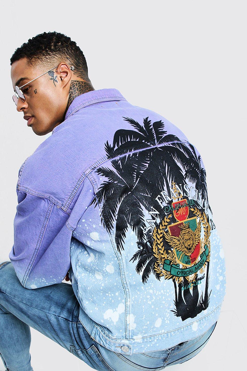 Men's embroidered outlet denim jacket